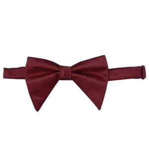 Solid Color Satin Large Bow Tie for Formal Tuxedo One Size Burgundy